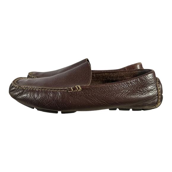 Polo Ralph Lauren Pebbled Leather Driving Loafers Brown Men’s 9.5D Moc Toe - Picture 4 of 8